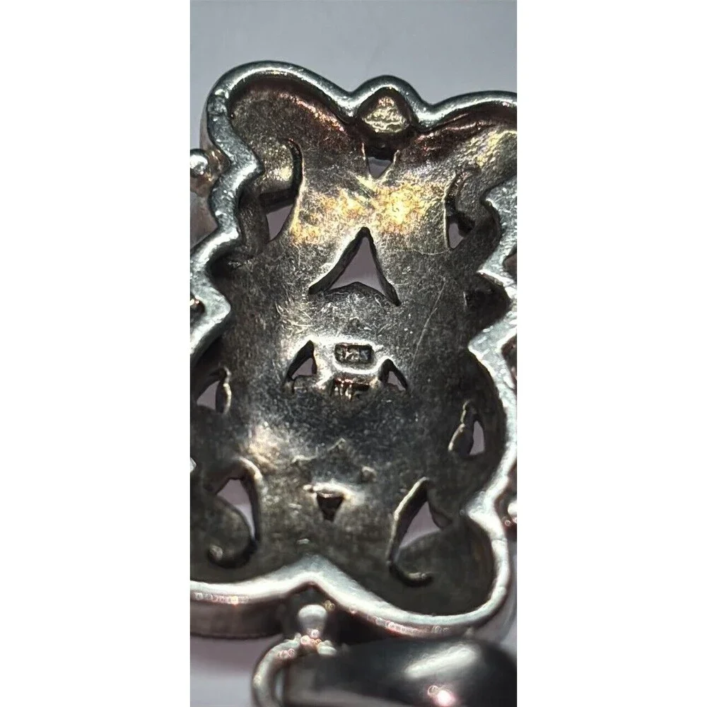 Vintage Sterling Silver 925 Marcasite Heart Pendant Unique No Necklace